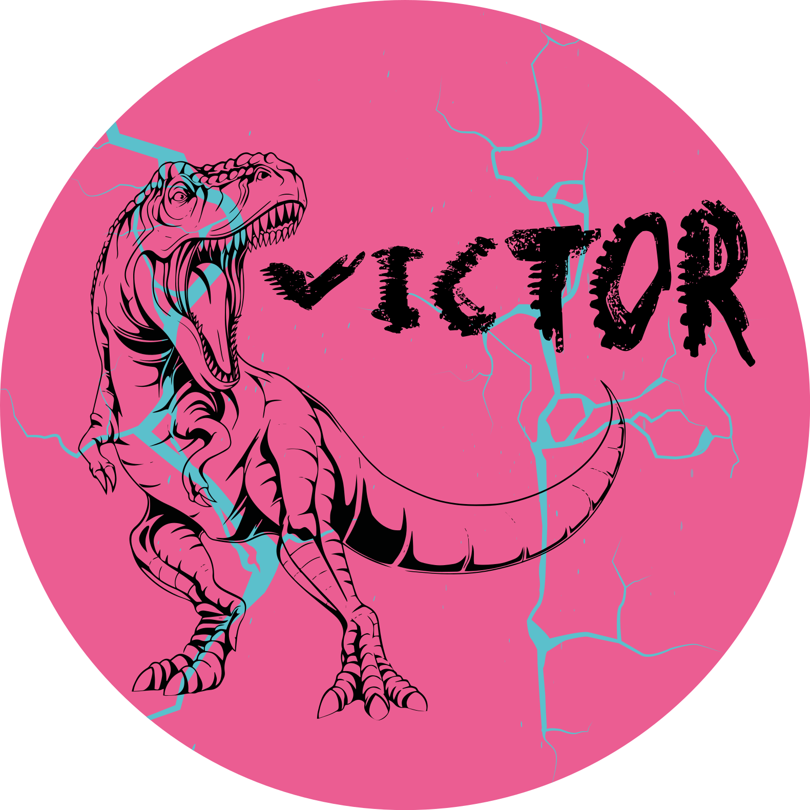 Isimli pembe t-rex pvc halı - TenStickers