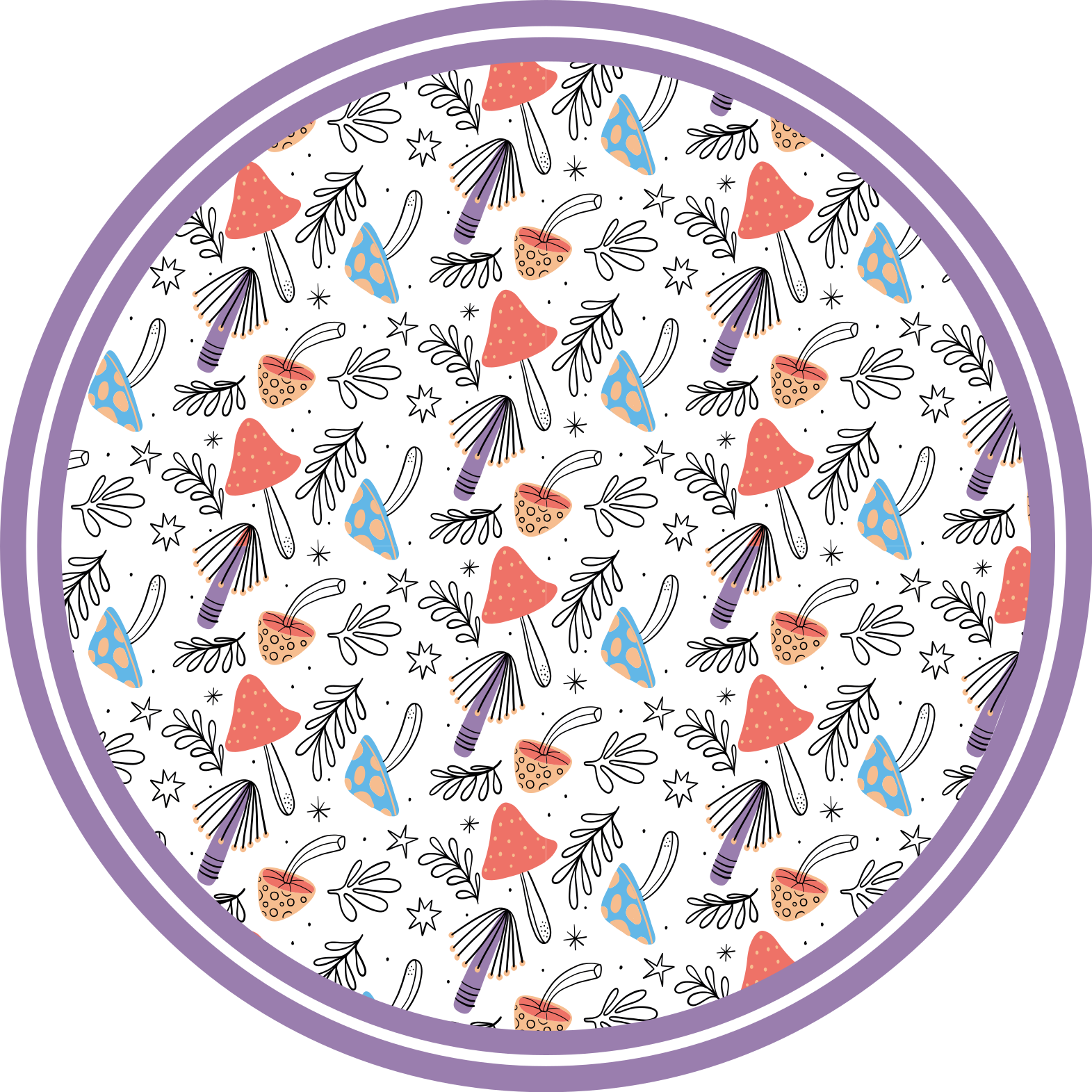 Renkli el boyaması mantar yer karoları - TenStickers