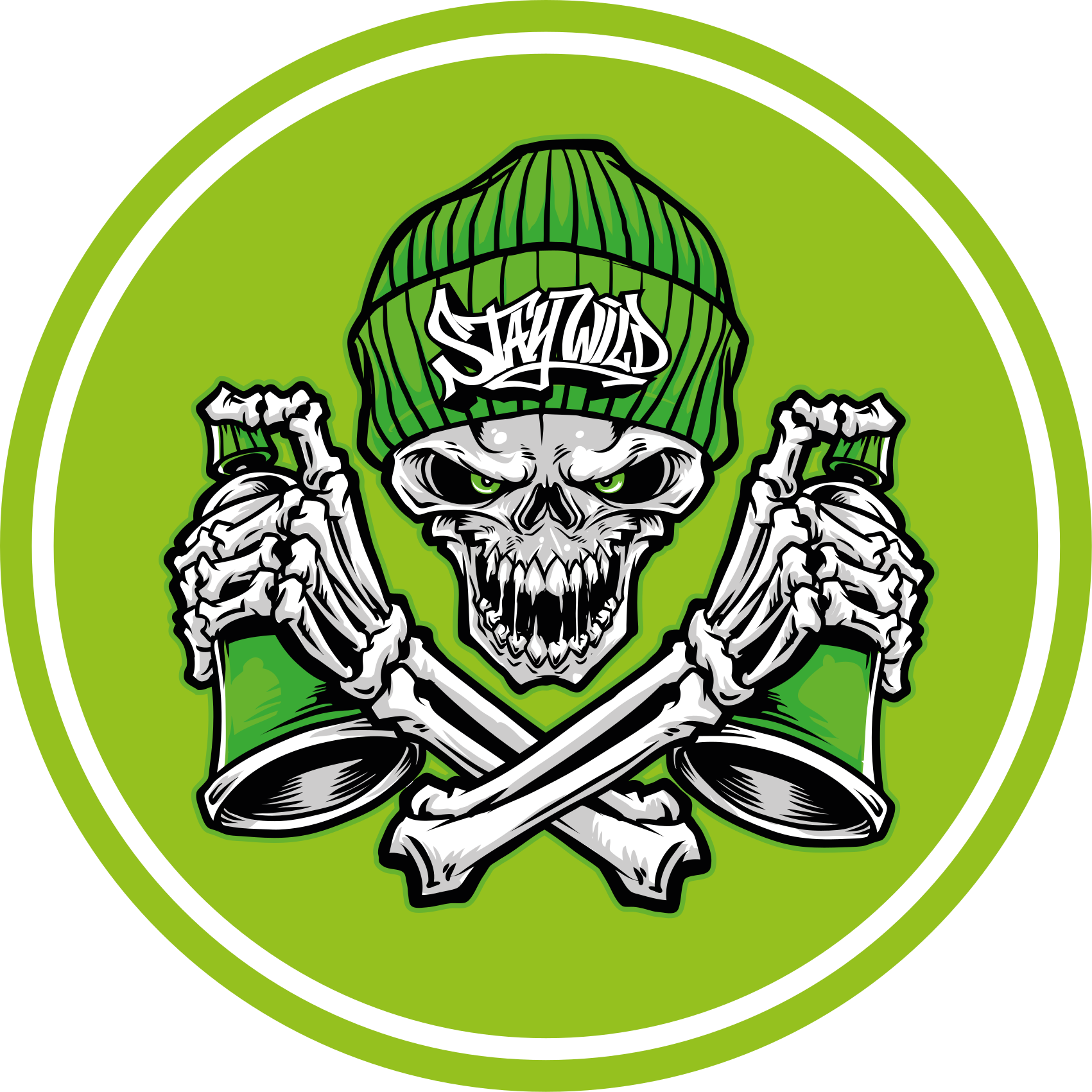 Yeşil kafatası gözlük grafiti modern halı - TenStickers