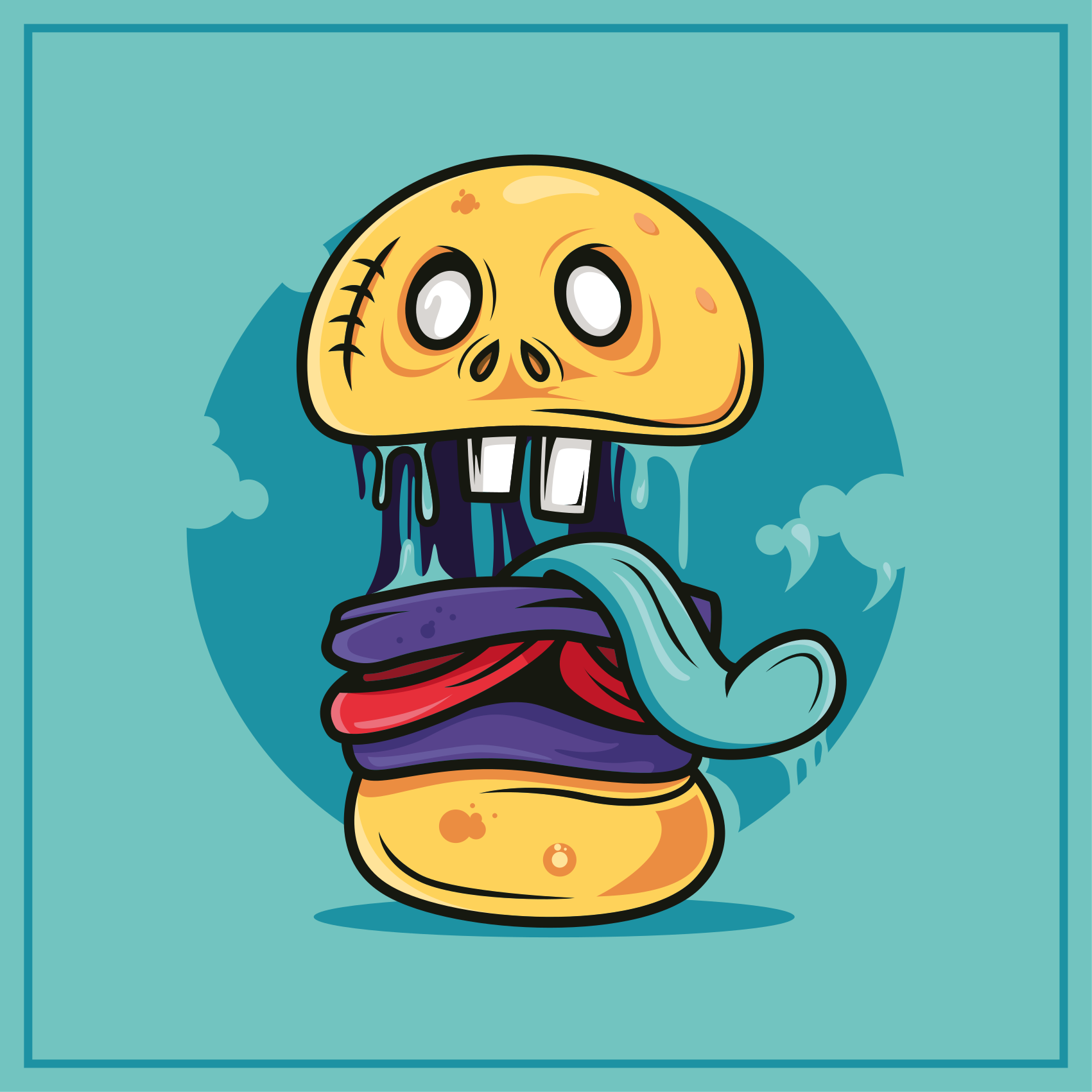 Zombi burger karikatür modern halı - TenStickers