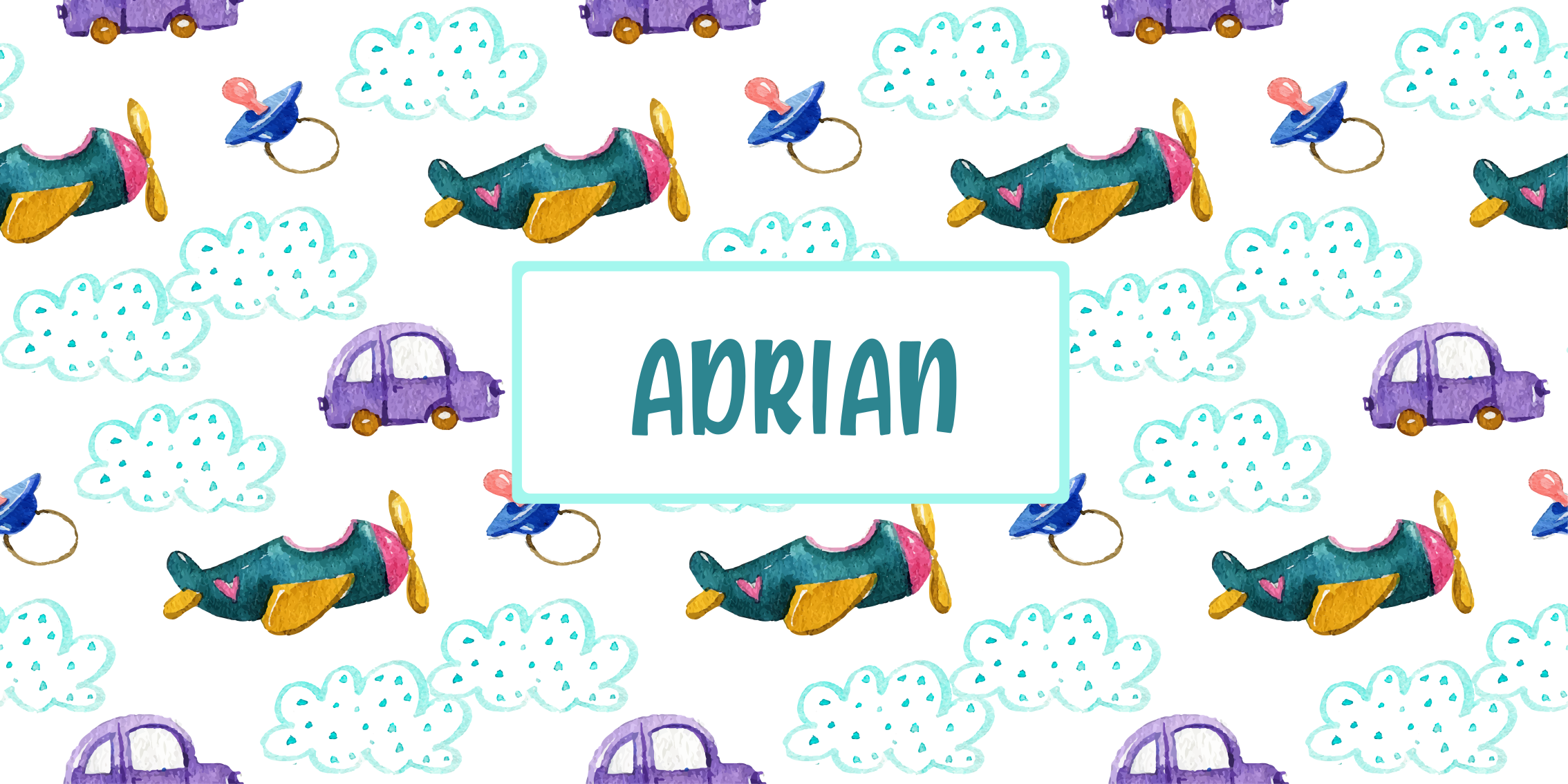 Tuhaf uçak teması isimlerle pvc halı - TenStickers