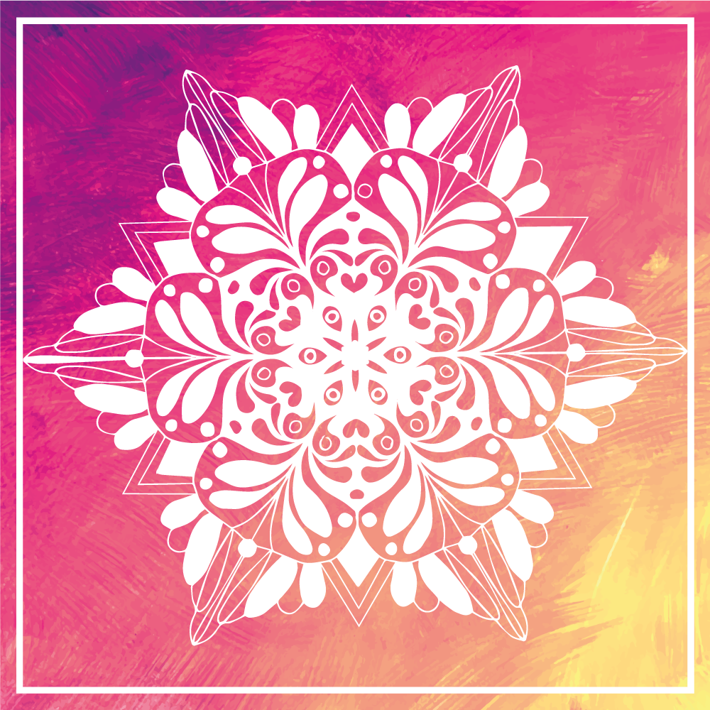 Ayrıntılı botanik düzenleme mandala pvc halı - TenStickers