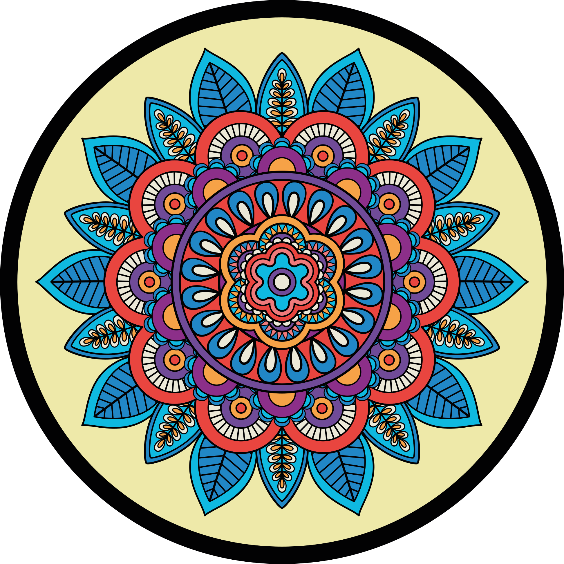 Renkli dairesel motif mandala pvc halı - TenStickers