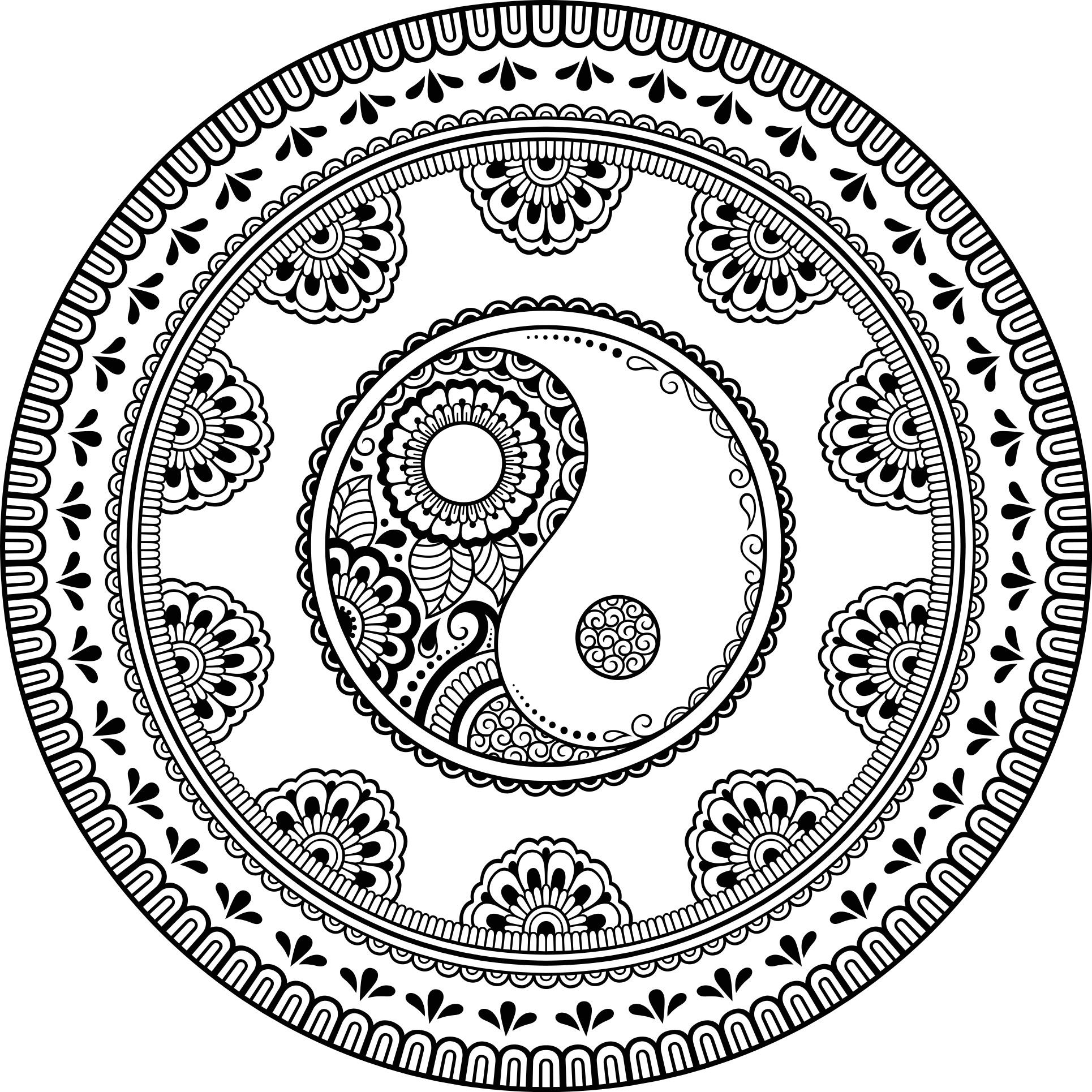 Gri yuvarlak eleman mandala pvc halı - TenStickers