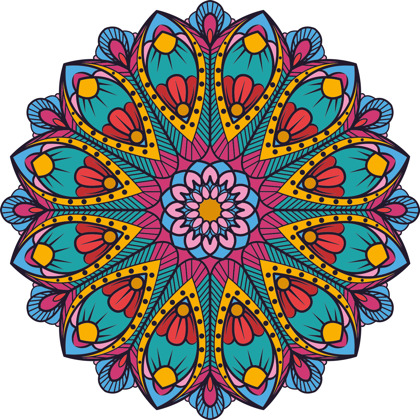 Gökkuşağı renkleri mandala vinil halı - TenStickers