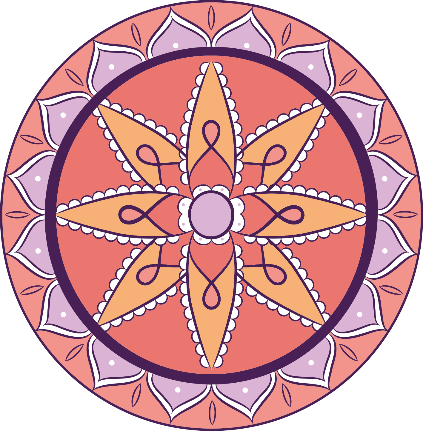 Basit pembe motif mandala pvc halı - TenStickers