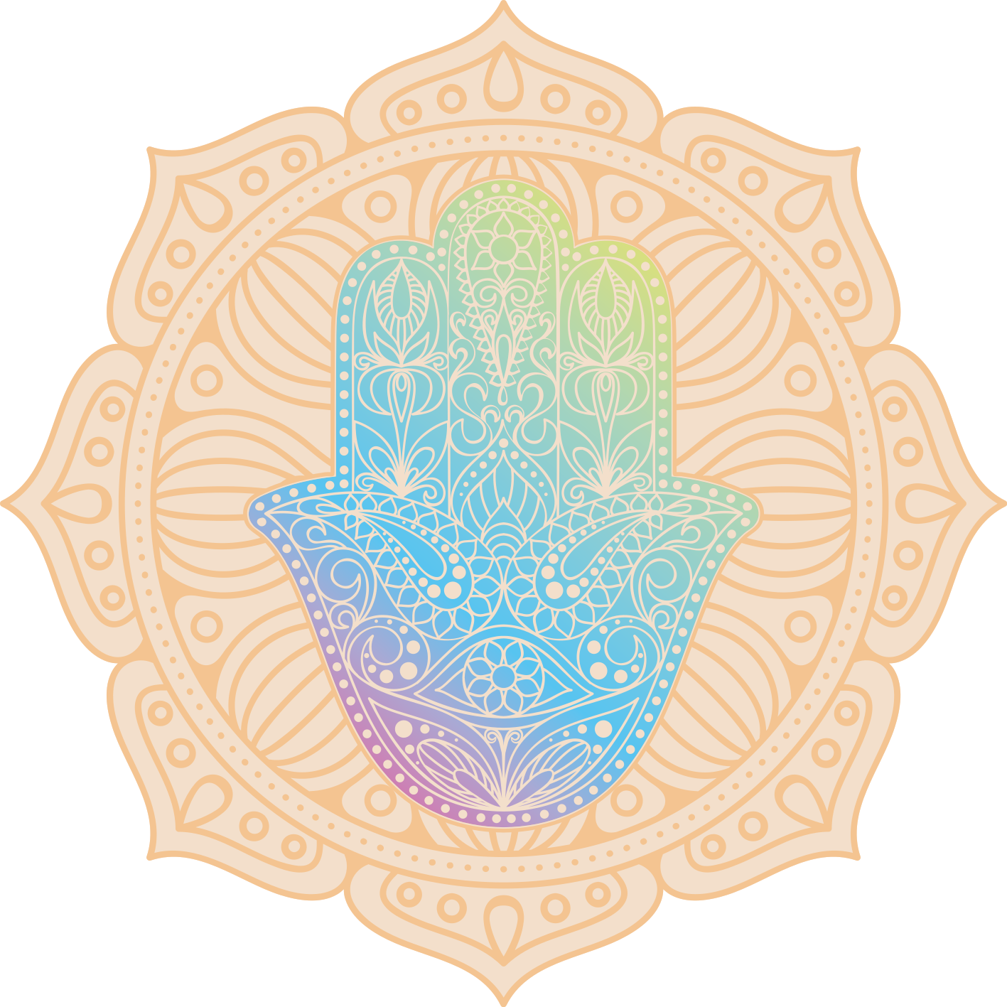 Renkli el göz mandala vinil halı - TenStickers