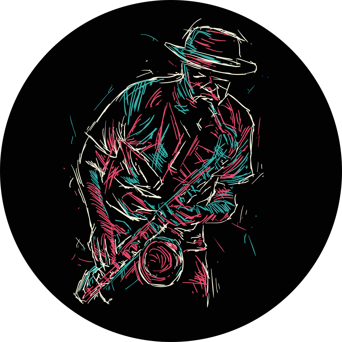 Caz müzisyeni performansı yuvarlak pvc halı - TenStickers