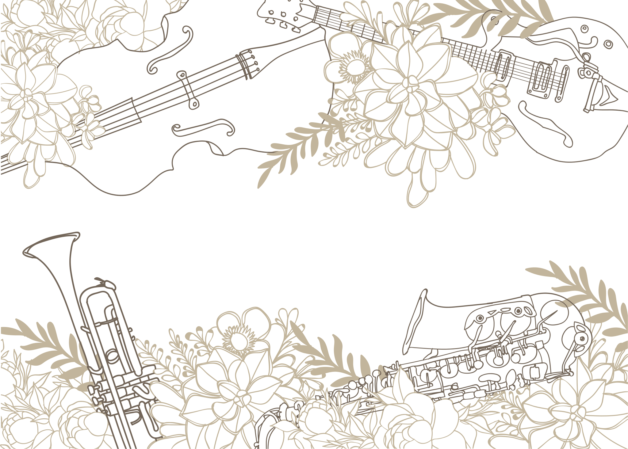 Müzikli çiçek aranjmanı çiçekler ve bitkiler pvc halı - TenStickers