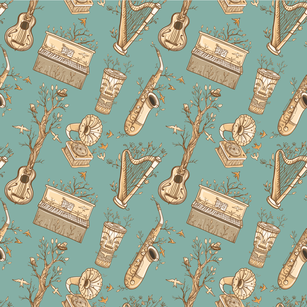 Müzik aletleri konsepti pvc halı - TenStickers