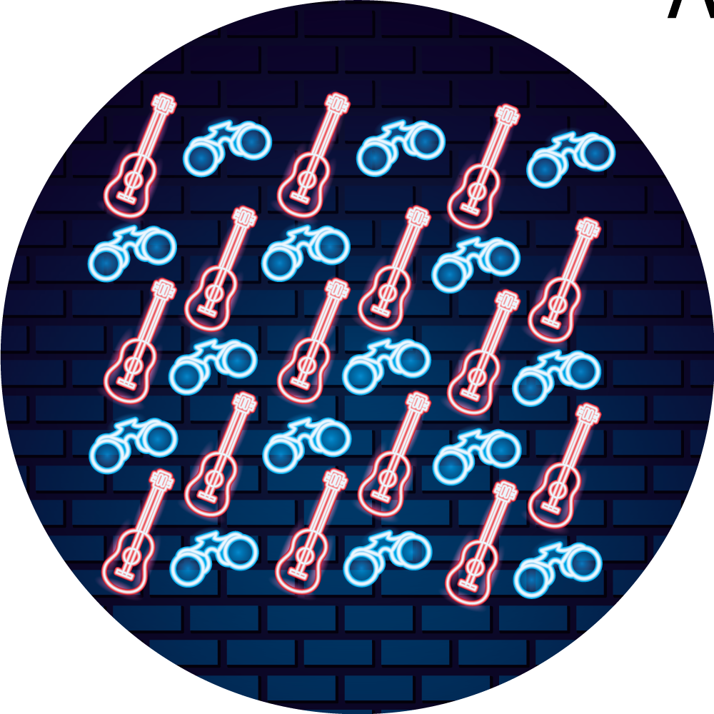 Neon müzik desenleri gençler pvc halı - TenStickers