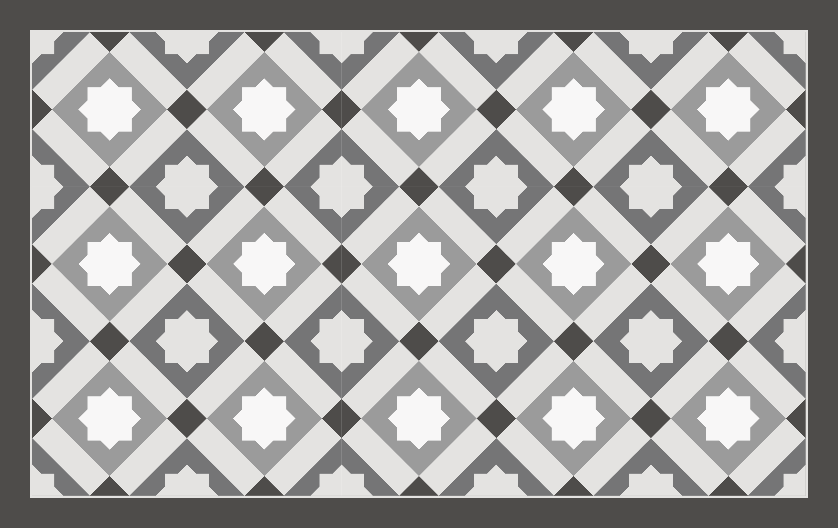 Modern gri geometrik yıldızlar desen karo halı - TenStickers