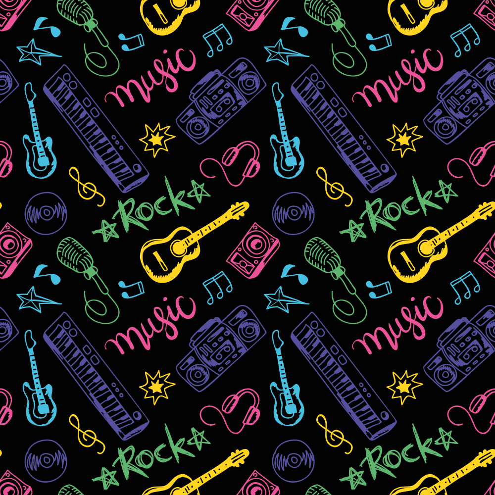 Düz simgeler müzik aletleri kare vinil halı - TenStickers
