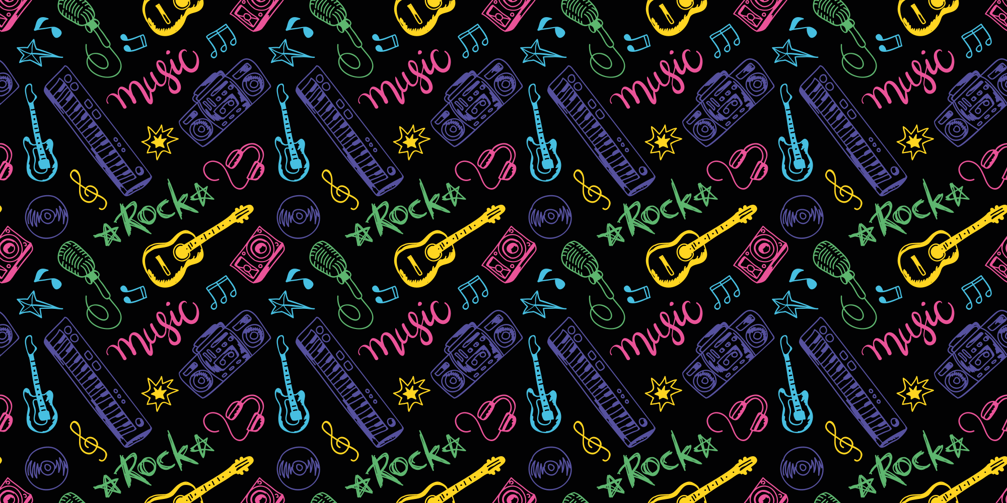 Rock müzik deseni pvc halı - TenStickers