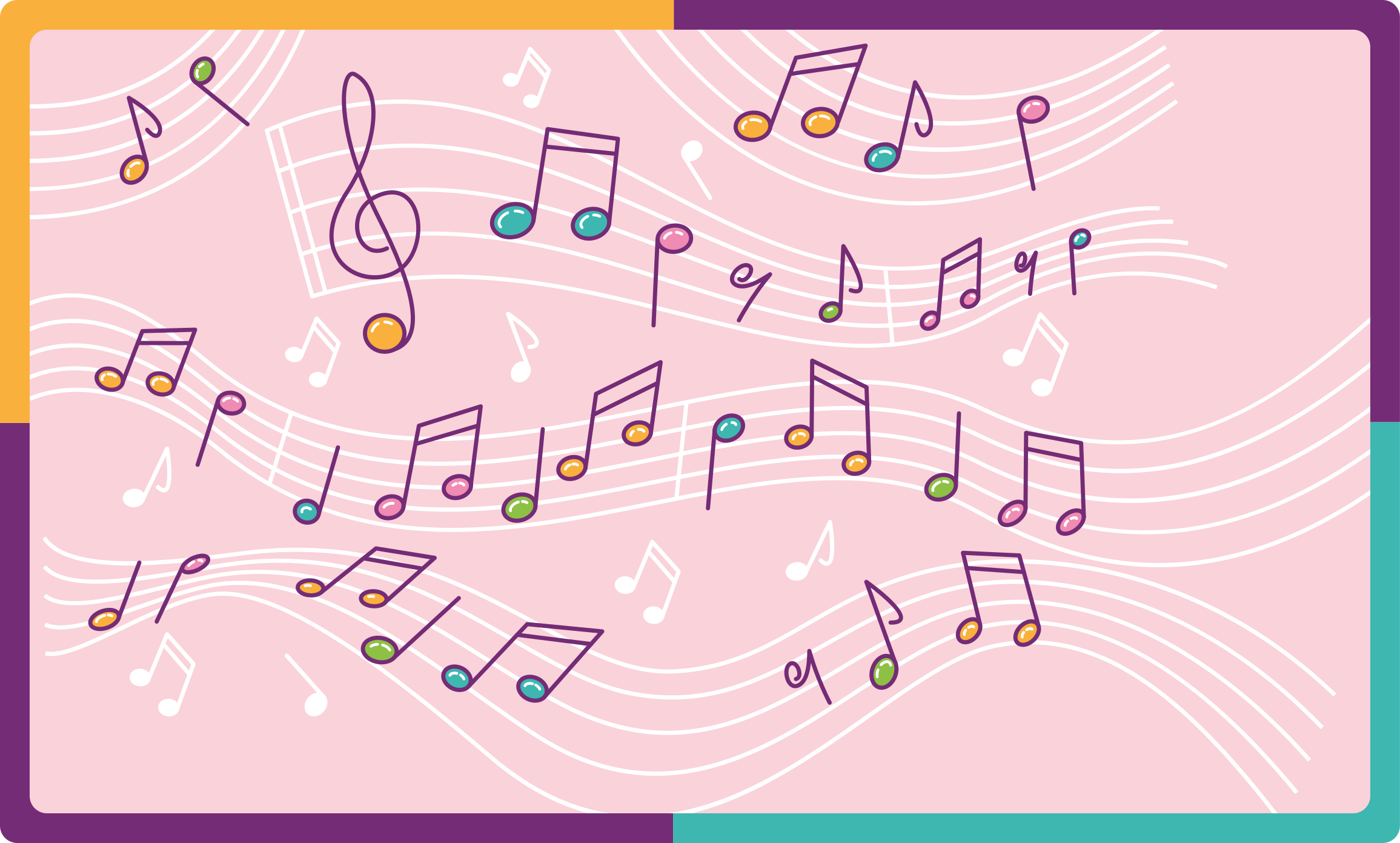 Melodik nota akışı gençler pvc halı - TenStickers