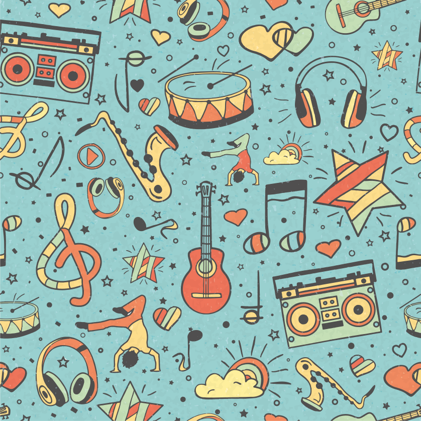 Müzikal semboller eğlenceli pvc halı - TenStickers