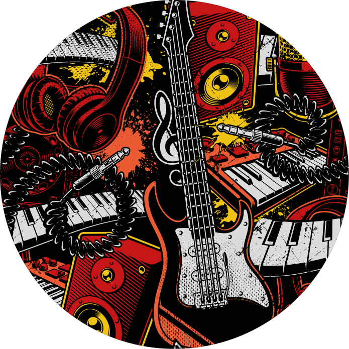 Pvc halı müzik aletleri karmaşası - TenStickers