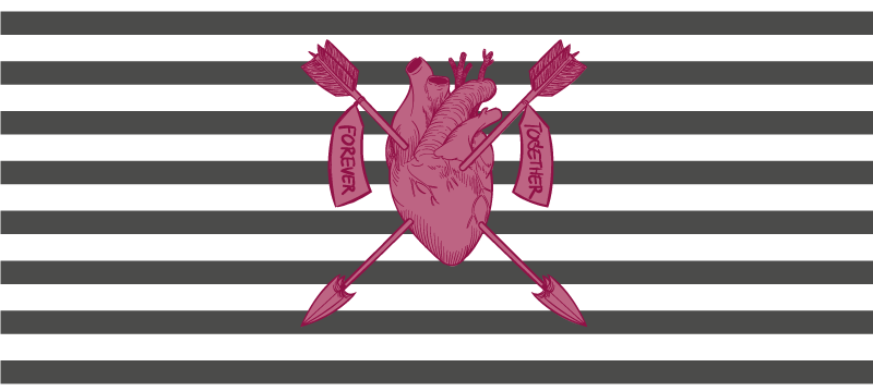 El çizimi modern kalp dikdörtgen halı - TenStickers