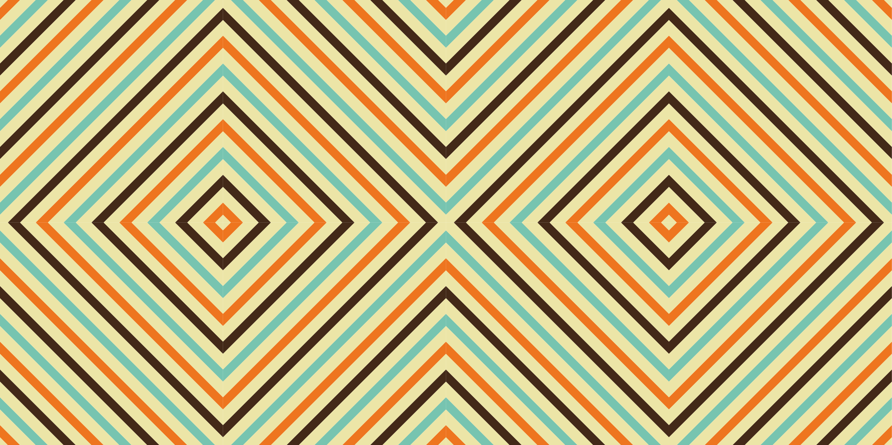 Vintage turuncu ve mavi desenli dikdörtgen halı - TenStickers