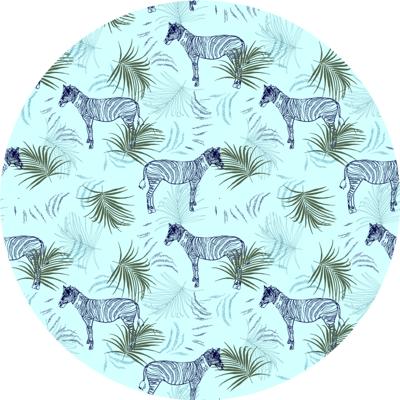 Hayvan pvc halı zebra ve yapraklar - TenStickers
