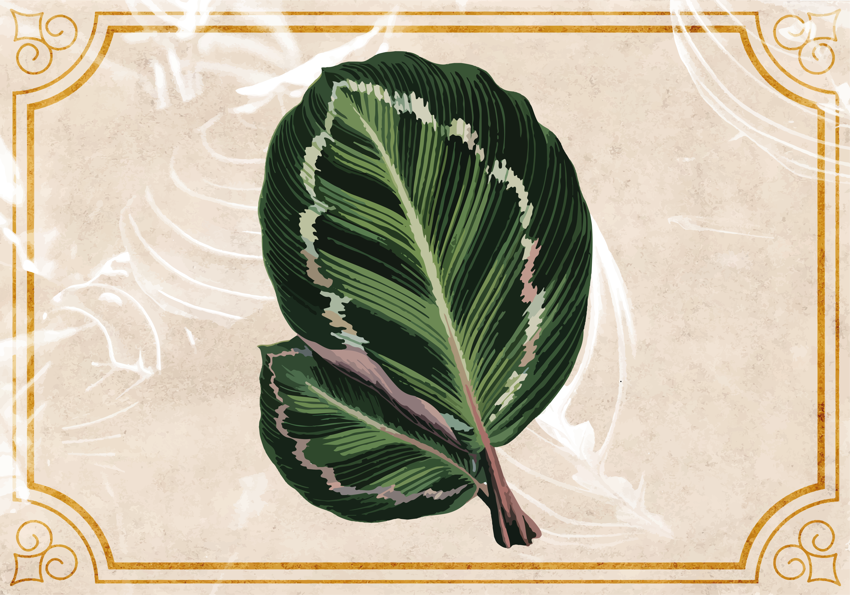 Yaprak motifli zarafet doğa pvc halı - TenStickers