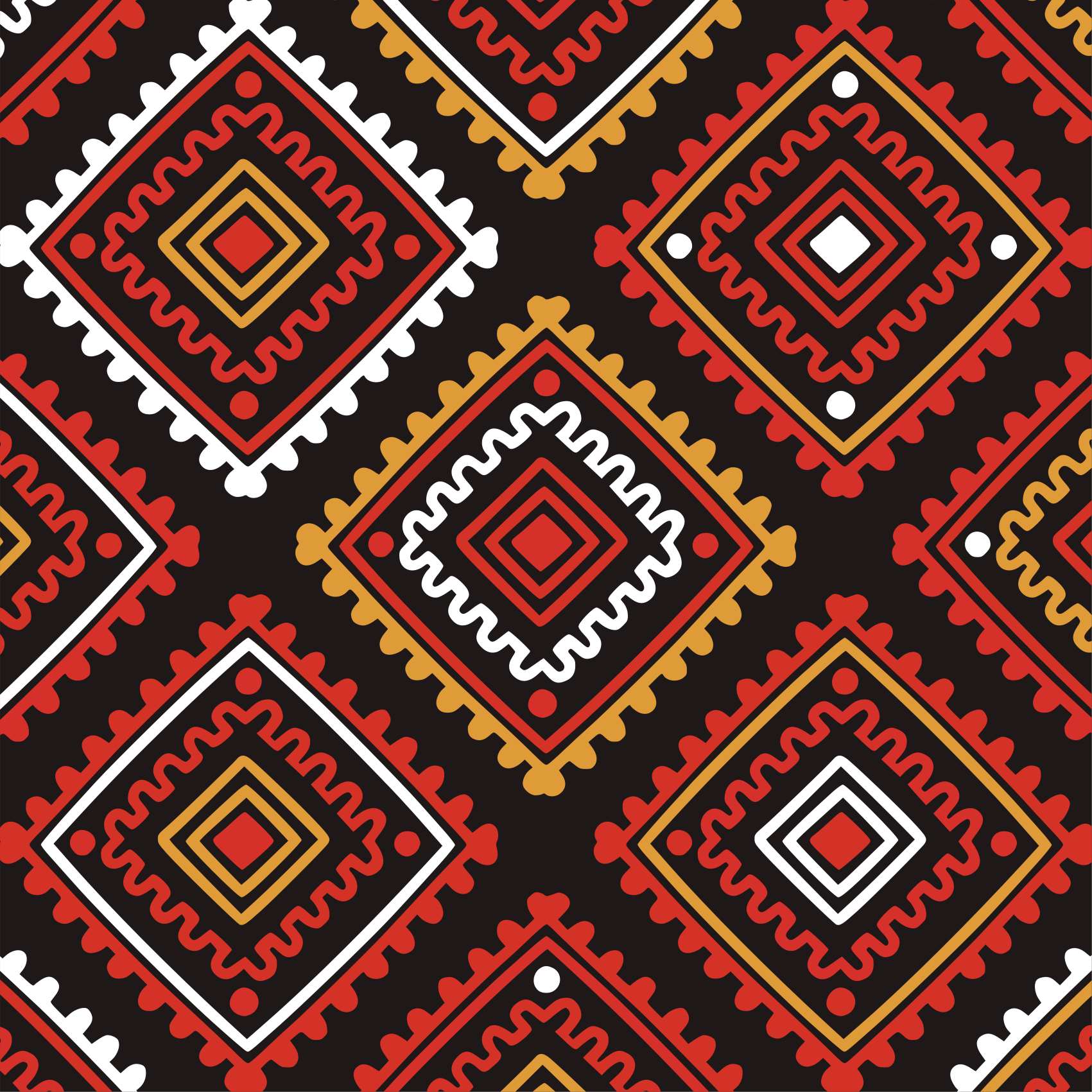 Geometrik desen sıcak renkler etnik kilim - TenStickers