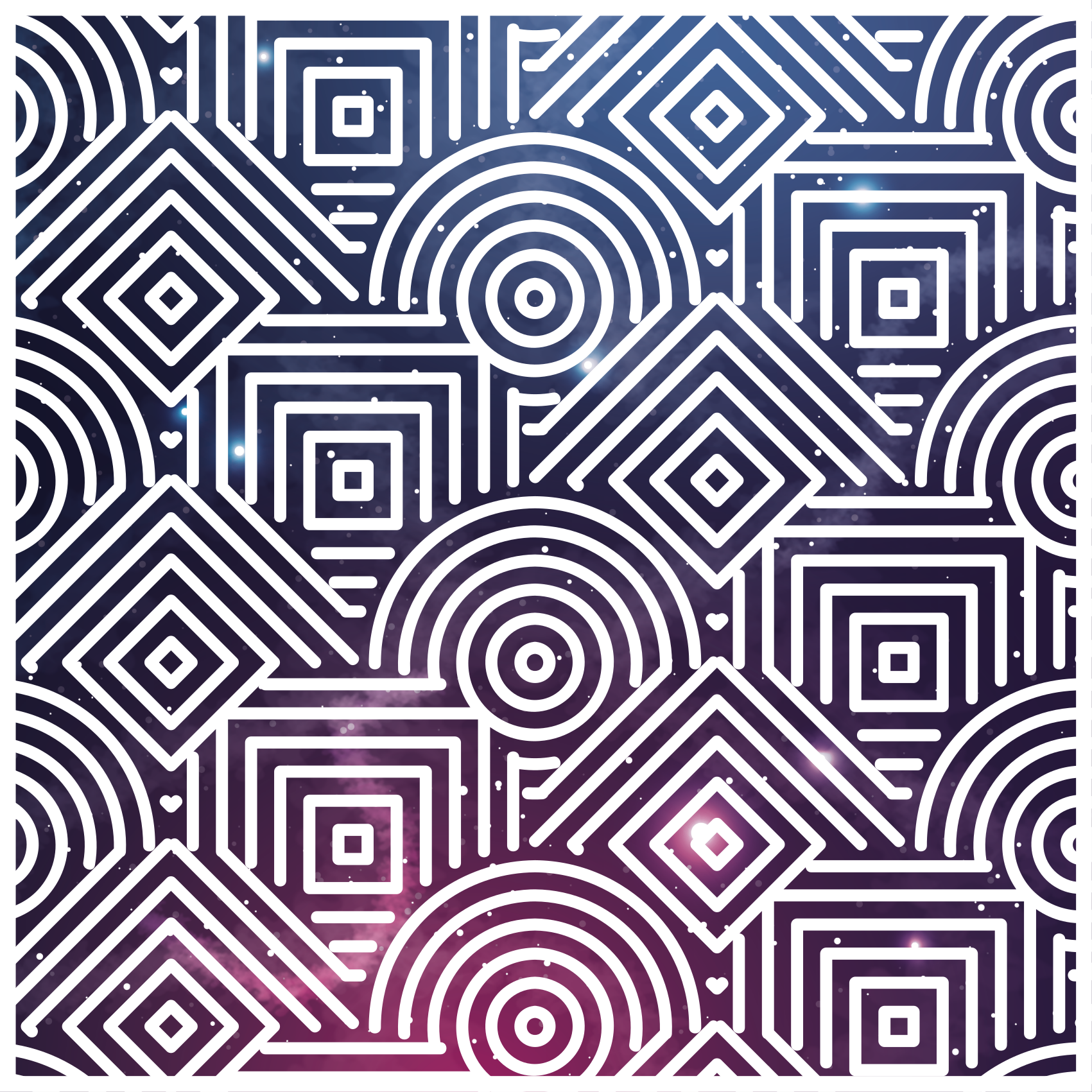 Karmaşık yuvarlaklar ve kareler geometrik pvc halı - TenStickers