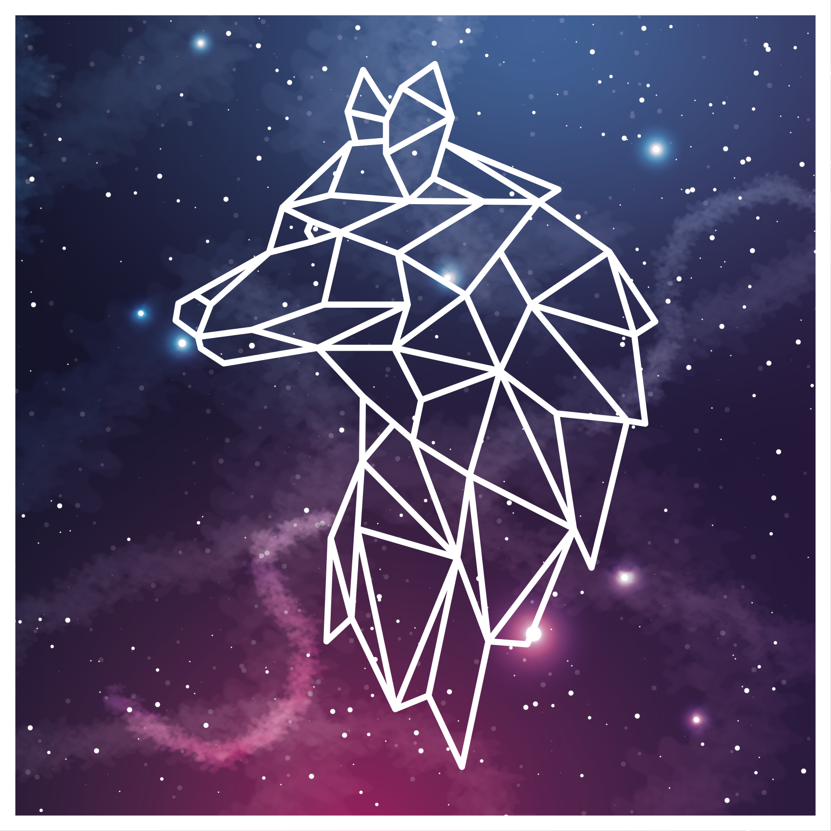 çok renkli kozmos kurt etnik kilim - TenStickers