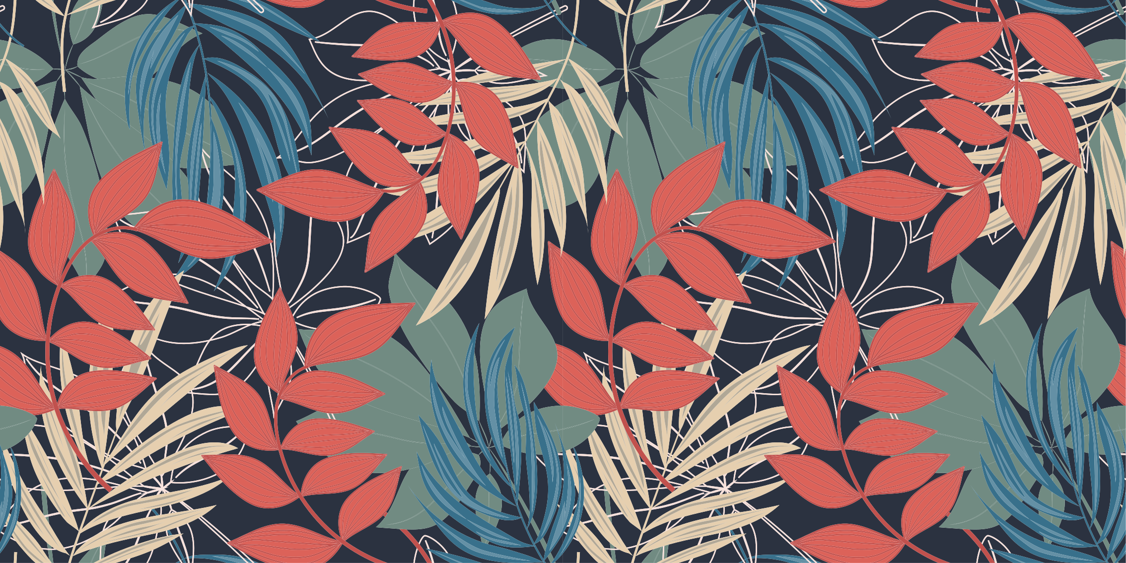 Canlı yaprak deseni çiçekler ve bitkiler pvc halı - TenStickers