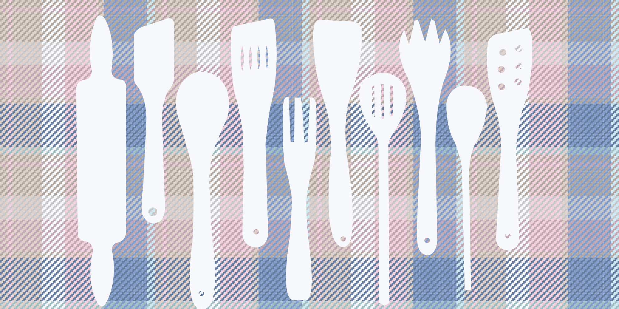 Pişirme gereçleri silüetleri mutfak pvc halı - TenStickers