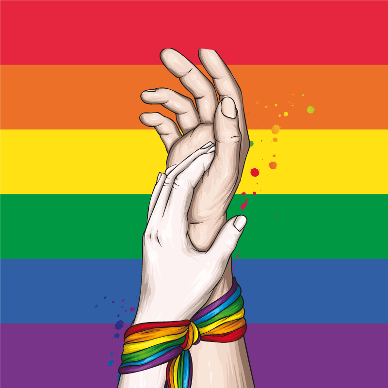 Insan eli lgbt gökkuşağı şerit oturma odası kilim - TenStickers
