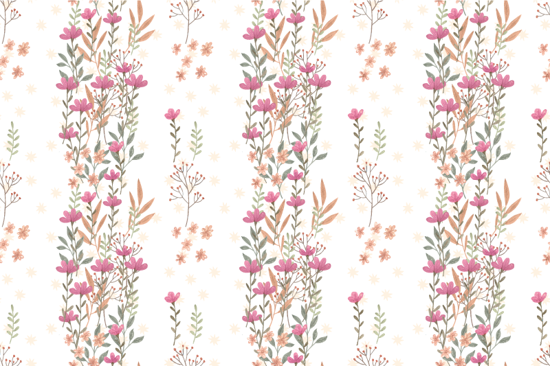 Botanik uzun çiçekler çiçekli kilim - TenStickers