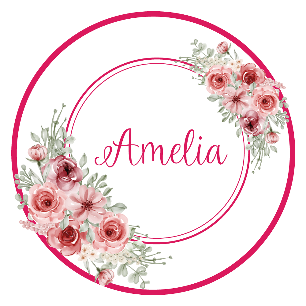 Isimli çiçekli monogram yatak odası pvc halı - TenStickers