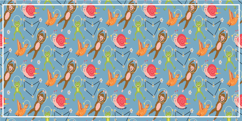 Renkli uzay yaratıkları pvc halı - TenStickers