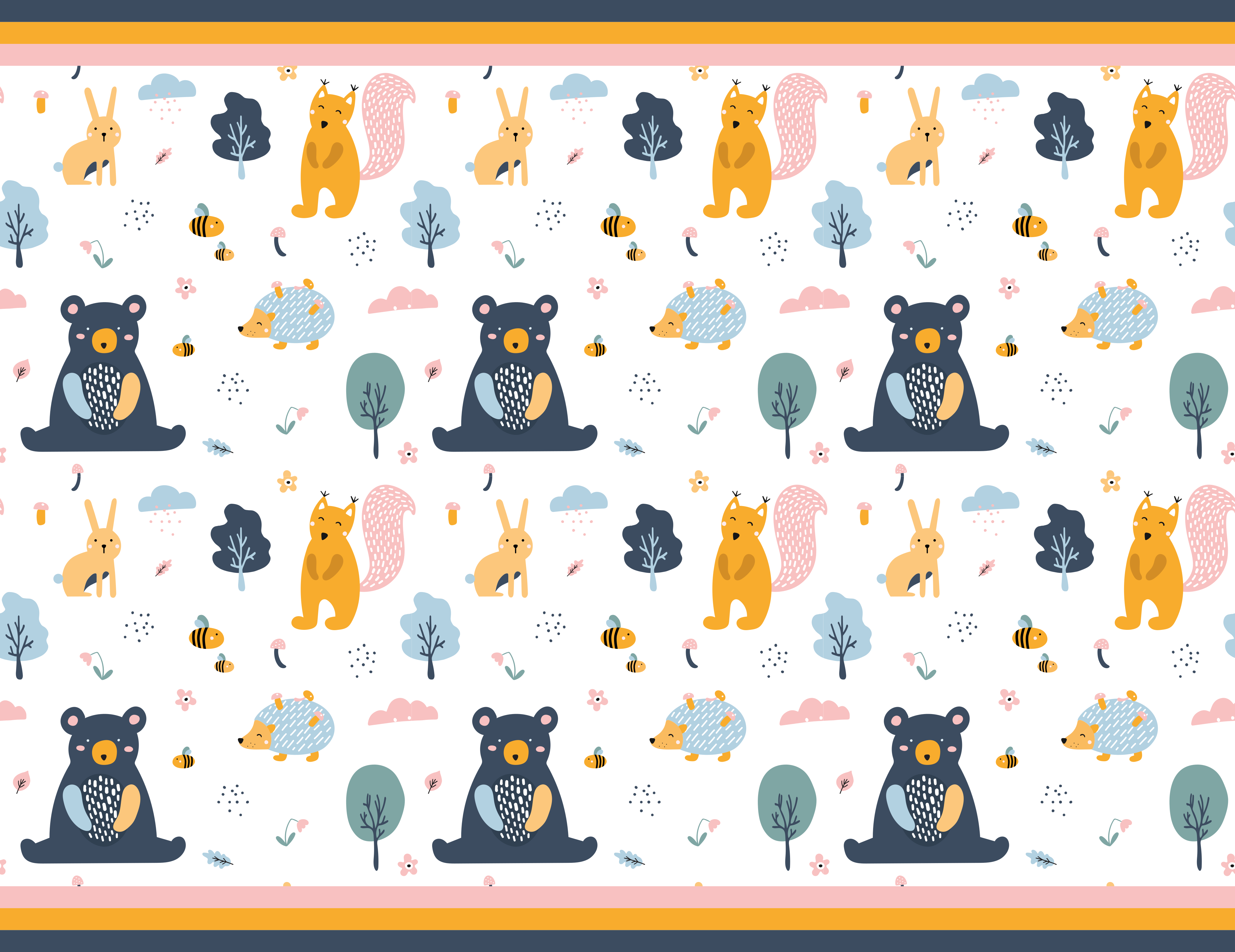 Renkli sincaplar ve oyuncak ayılar vinil halı - TenStickers