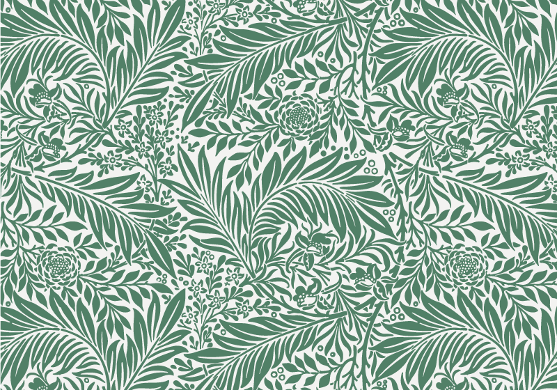 Yeşil yaprak deseni çiçekler ve bitkiler pvc halı - TenStickers