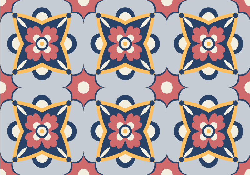 Botanik gri kompozisyon mozaic pvc halı - TenStickers