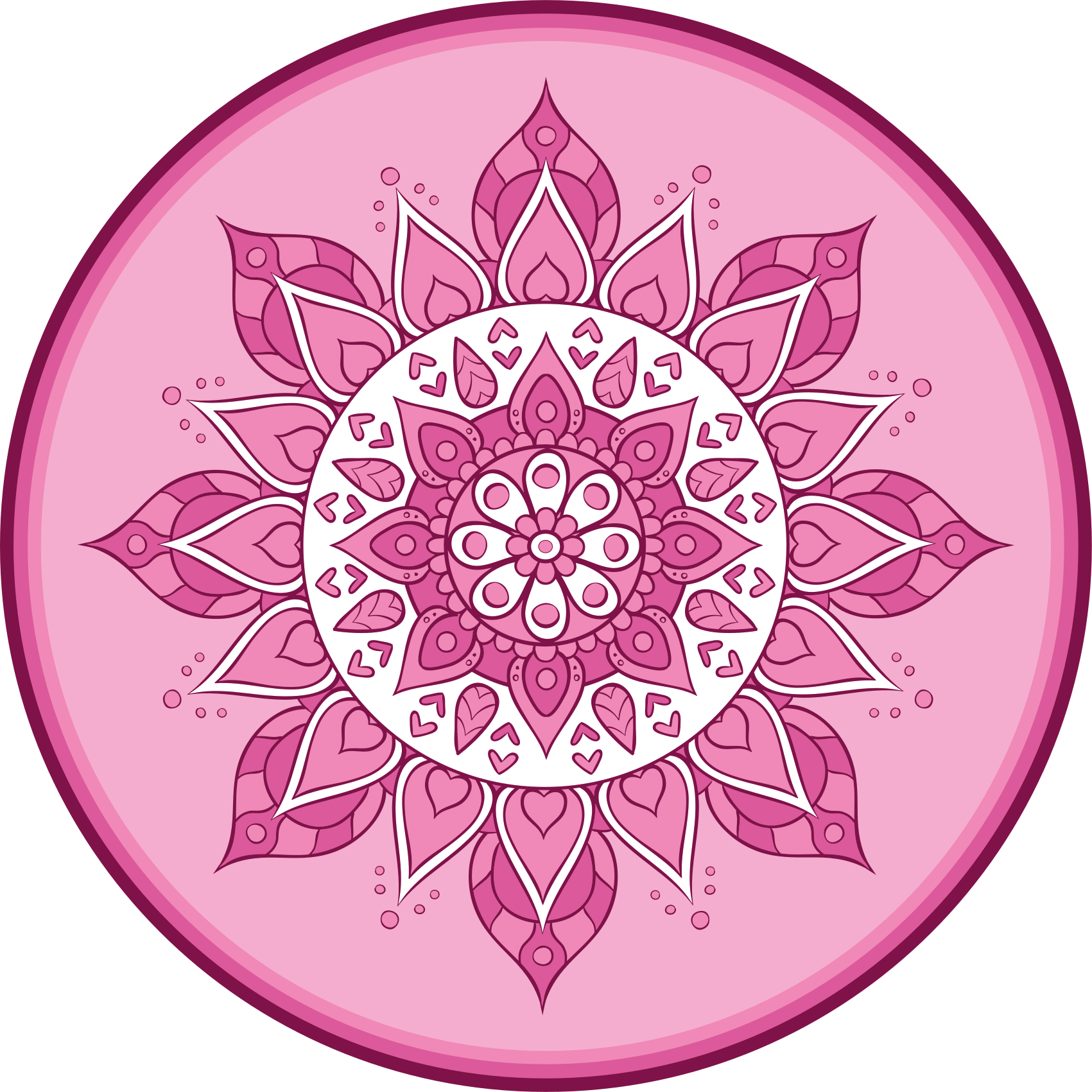 Pembe çiçekli meditasyon mandala pvc halı - TenStickers