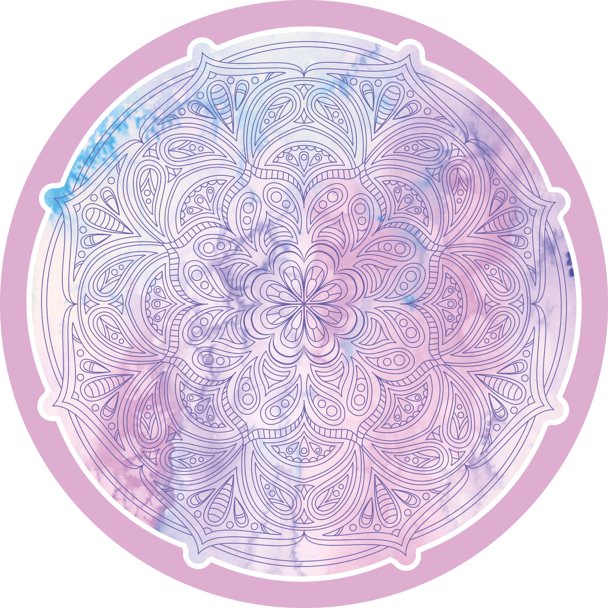 Pastel pembe çiçekli mandala pvc halı - TenStickers