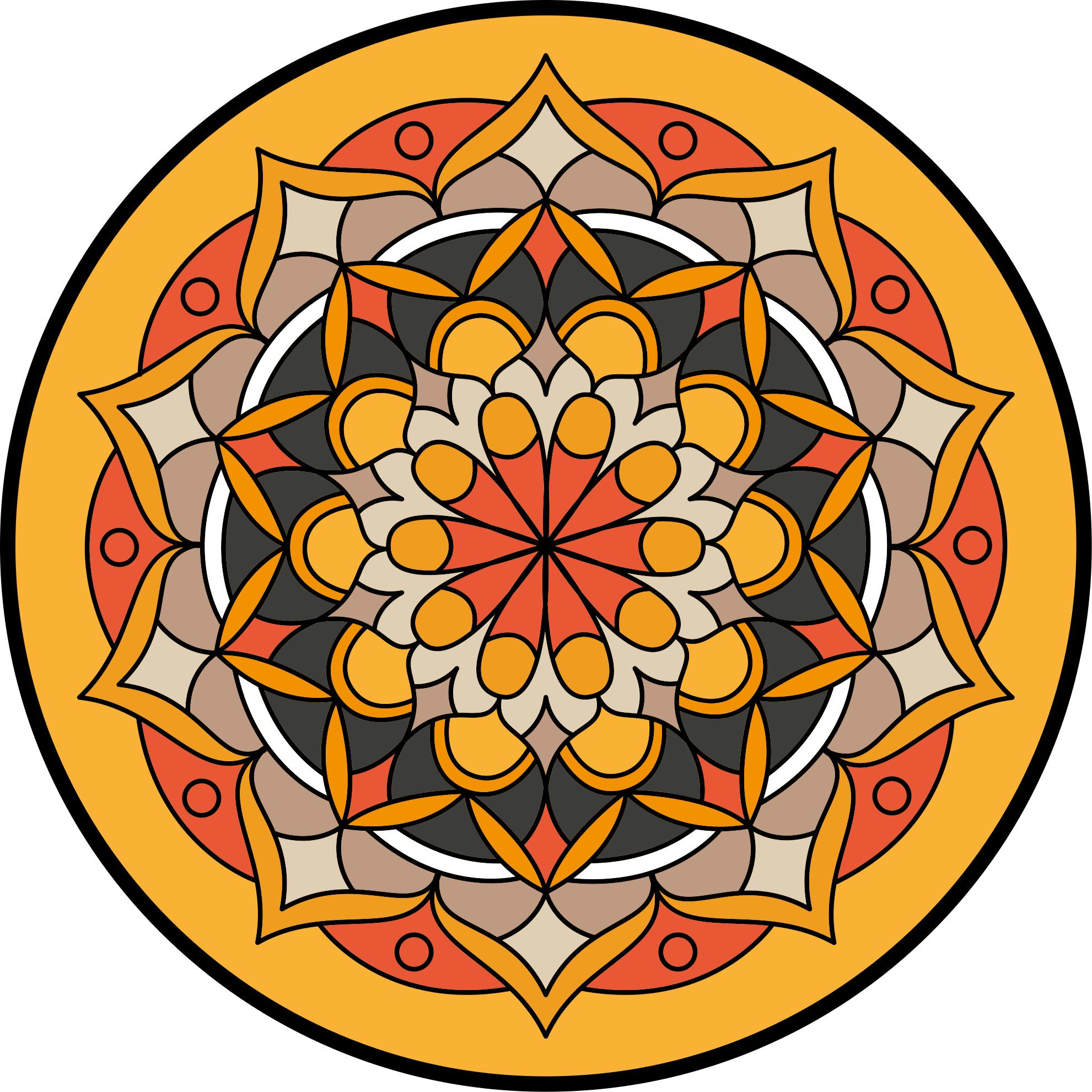 çiçek mandala vinil halı ile turuncu mandala - TenStickers