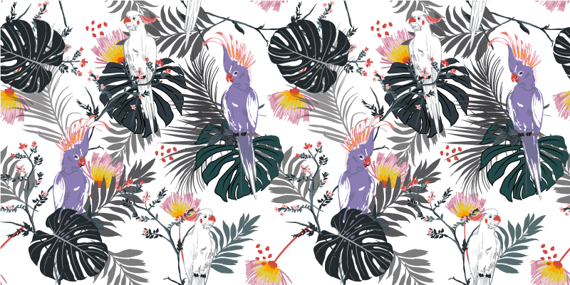 Tropikal yaprak düzenlemesi oturma odası pvc halı - TenStickers