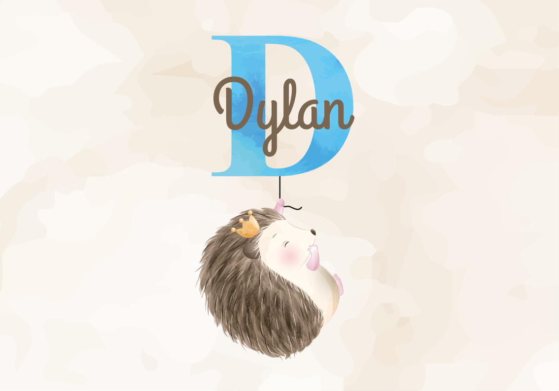 Sevimli kirpi baş harfi isimlerle pvc halı - TenStickers