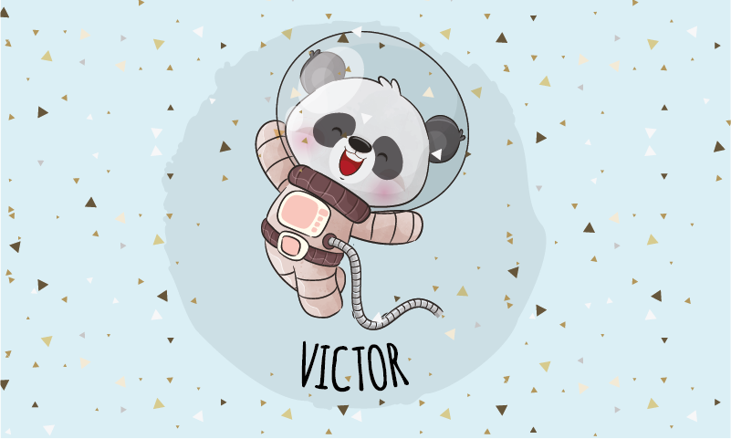 Sevimli panda astronotu isimlerle pvc halı - TenStickers