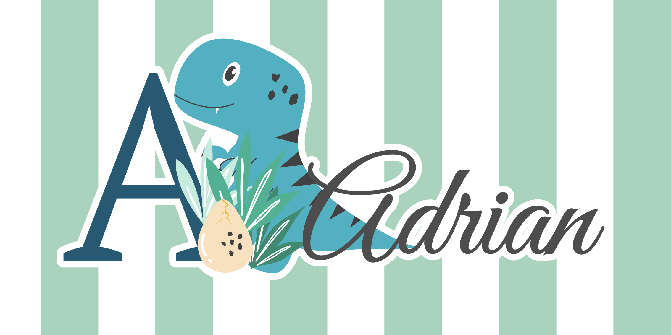 Bebek pvc halı bebek rex ile baş harfi ve isim - TenStickers