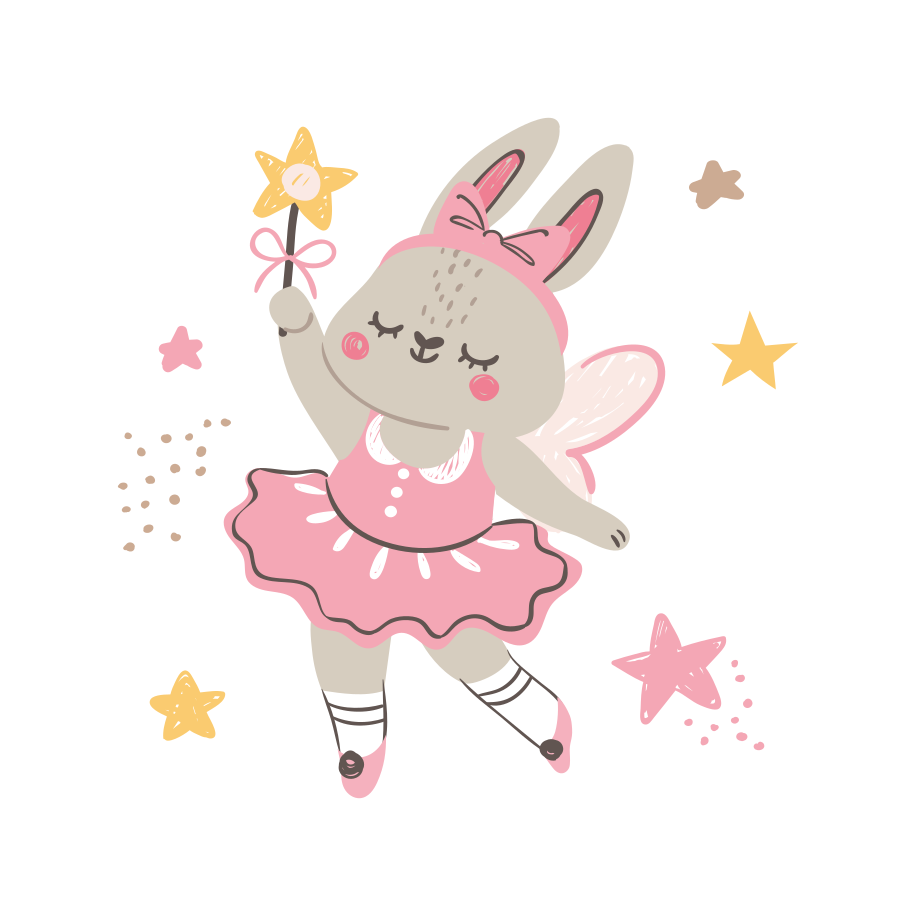 Asa ile dans eden tavşan çocukta pvc halı - TenStickers