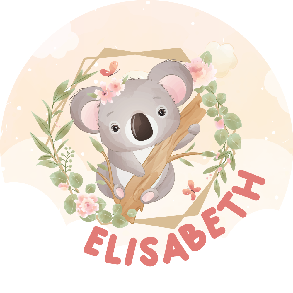 İsimlerle pvc halı sevimli koala sanat eseri - TenStickers