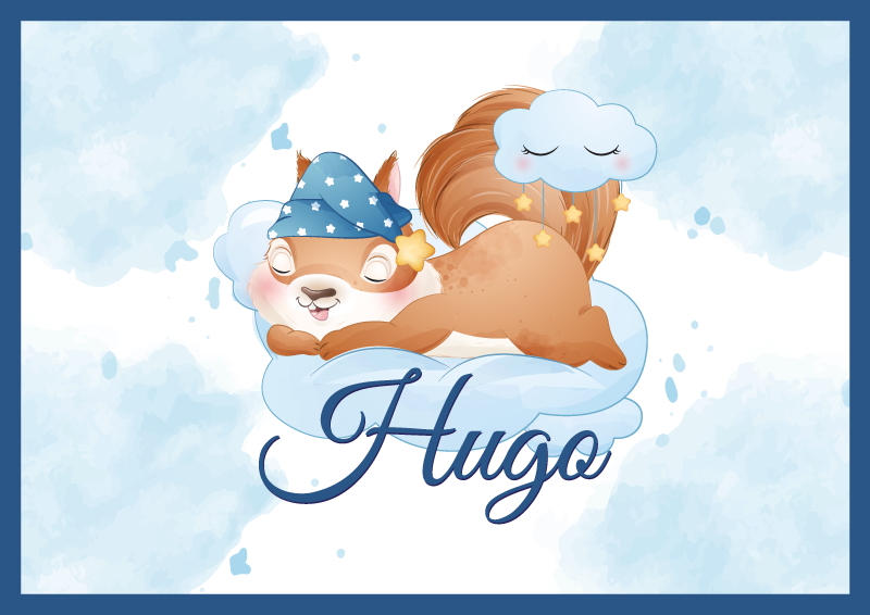 Sevimli sincap rüya görüyor isimlerle pvc halı - TenStickers