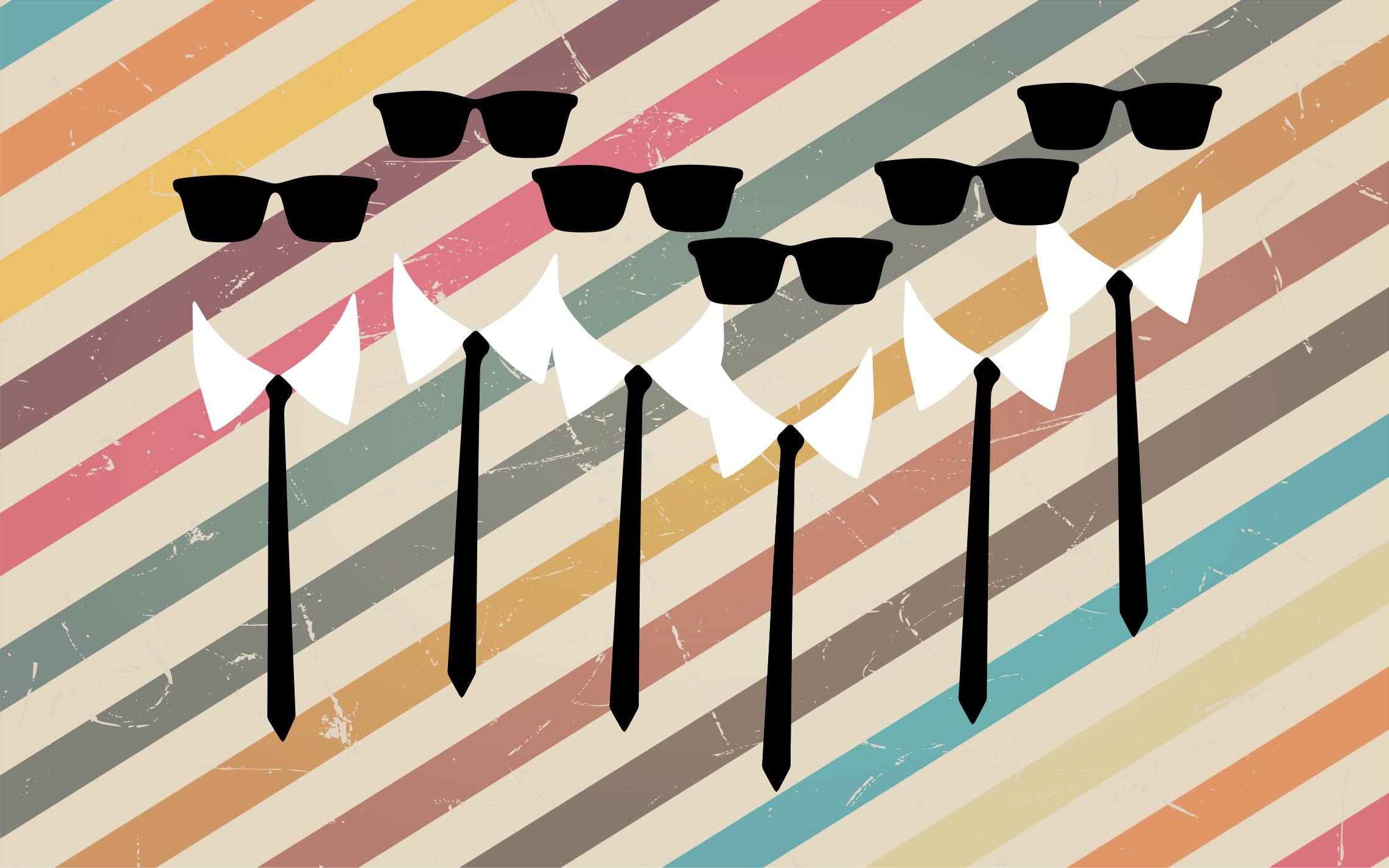 şık grup kıyafetleri çizgili pvc halı - TenStickers