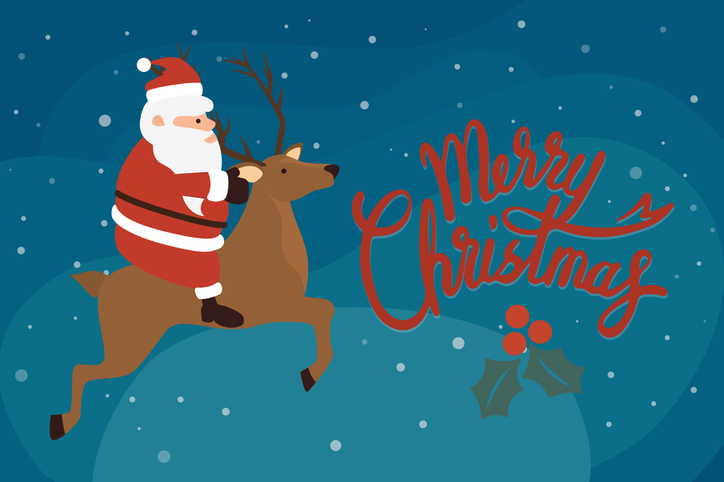 Noel pvc halı - santa ren geyiği üzerinde - TenStickers