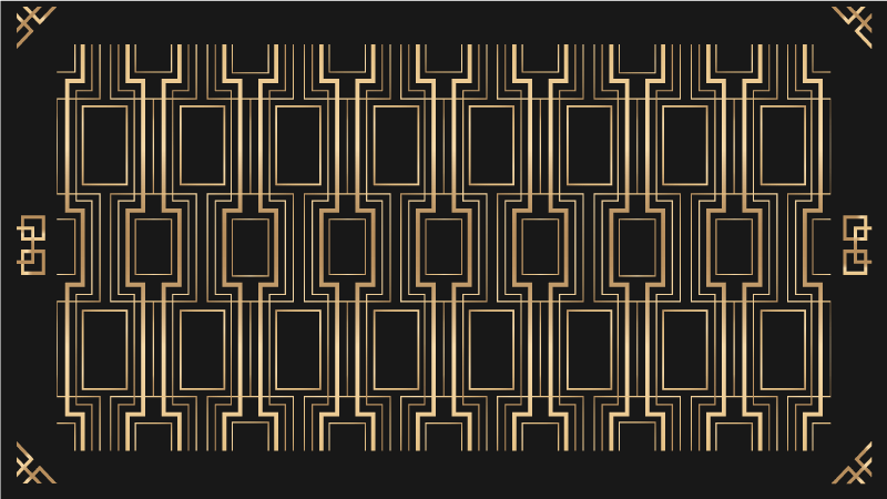 Altın ve siyah deco desenli geometrik kilim - TenStickers